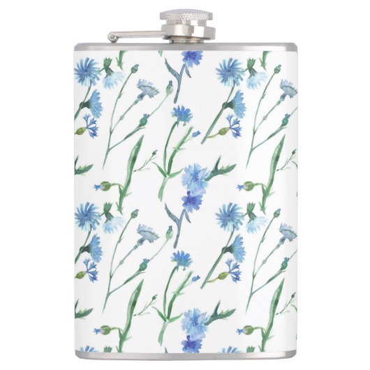 Mooie waterverf snijbloemen heupfles (Voorkant)