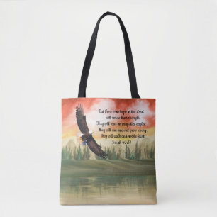 Mooie Waterverf Soaring Eagle Isaiah 40:31 Tote Bag