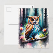 Mooie Waterverf Splash Style Uil Briefkaart (Voorkant / Achterkant)