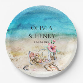 Mooie Waterverf Starfish Beach bruiloft Papieren Bordje
