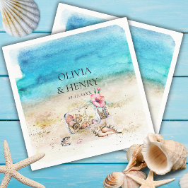 Mooie Waterverf Starfish Beach bruiloft Servet