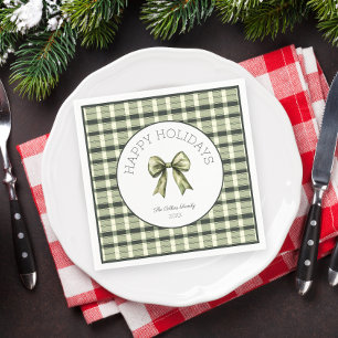 Mooie waterverf strik groene ruit Kerst papieren s Servet