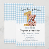 Mooie Waterverf Teddy Bear 1e Verjaardag Kaart (Voorkant / Achterkant)