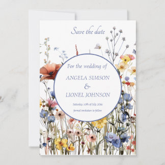 Mooie waterverf tekenen wilde bloemen, weide save the date