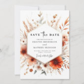 Mooie Waterverf Terracotta bruiloft Save The Date (Voorkant)