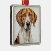 MOOIE WATERVERF TRI KLEUR FOXHOUND DOG METALEN ORNAMENT (Rechts)