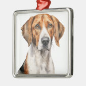 MOOIE WATERVERF TRI KLEUR FOXHOUND DOG METALEN ORNAMENT (Links)