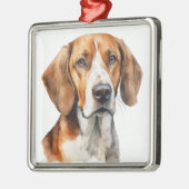 MOOIE WATERVERF TRI KLEUR FOXHOUND DOG METALEN ORNAMENT (Links)