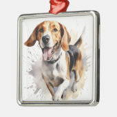 MOOIE WATERVERF TRI KLEUR FOXHOUND DOG METALEN ORNAMENT (Links)
