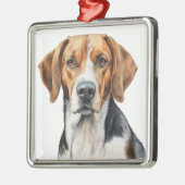 MOOIE WATERVERF TRI KLEUR FOXHOUND DOG METALEN ORNAMENT (Links)