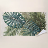 Mooie Waterverf Tropisch gebladerte Monstera Strandlaken (Voorkant)