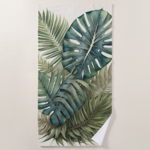 Mooie Waterverf Tropisch gebladerte Monstera Strandlaken