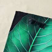 Mooie Waterverf Tropisch gebladerte Paarse Groen Strandlaken (In situ)