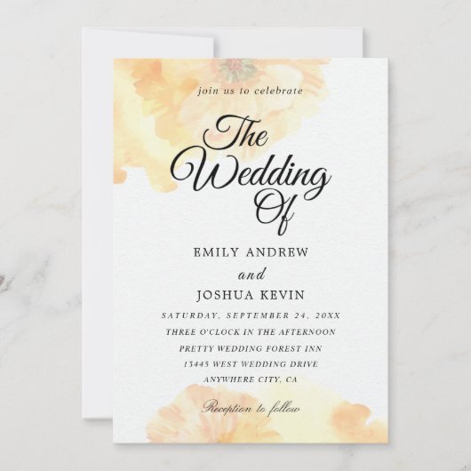mooie waterverf trouwuitnodigingen kaart (Voorkant)