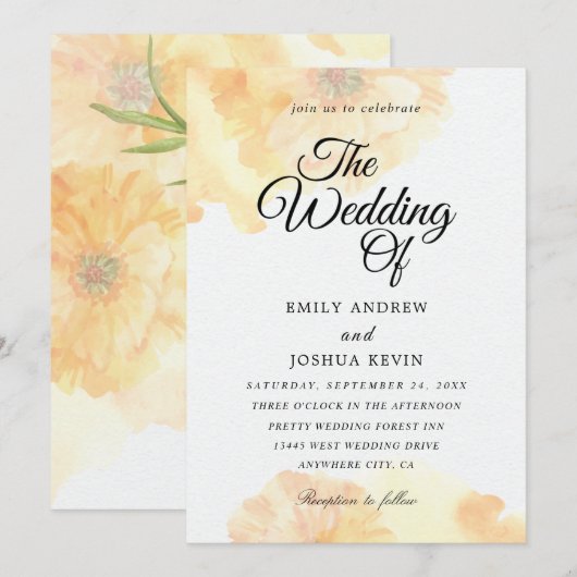 mooie waterverf trouwuitnodigingen kaart (Voorkant / Achterkant)