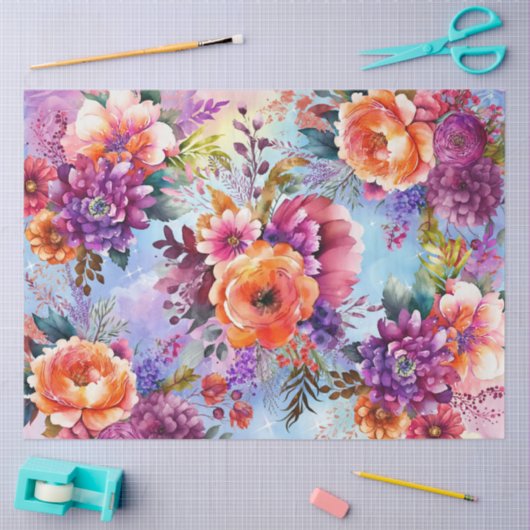 Mooie Waterverf Tuin Bloemen Decoupage Tissuepapier (Craft)