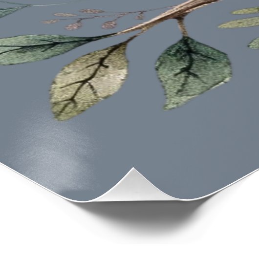 Mooie Waterverf Uil met Bloemrijke Bosstijl Perfect Poster (Hoek)