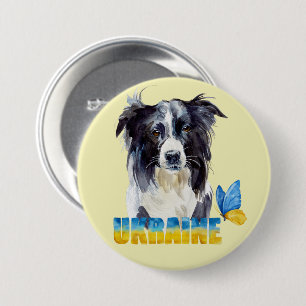 Mooie waterverf Ukraine hond en vlinder Ronde Button 7,6 Cm
