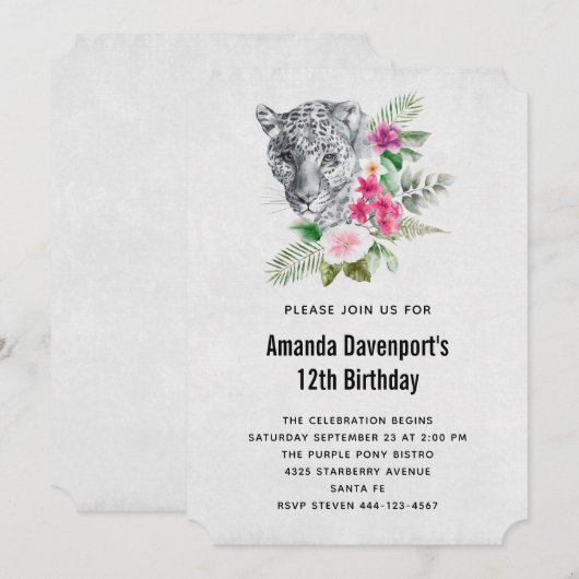 Mooie Waterverf van het portret van Leopard Kaart (Voorkant / Achterkant)