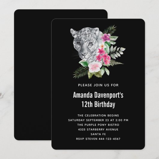 Mooie Waterverf van het portret van Leopard Kaart (Voorkant / Achterkant)