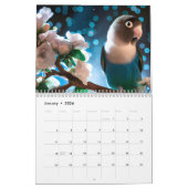 Mooie Waterverf van Lovebird Bird Cute Pet Parrot Kalender (Jan 2026)