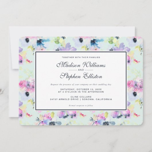 Mooie Waterverf van parelflora - bruiloft Kaart (Voorkant)