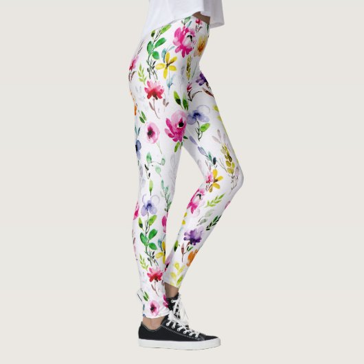 Mooie Waterverf van Pastel Floral Leggings (Rechts)