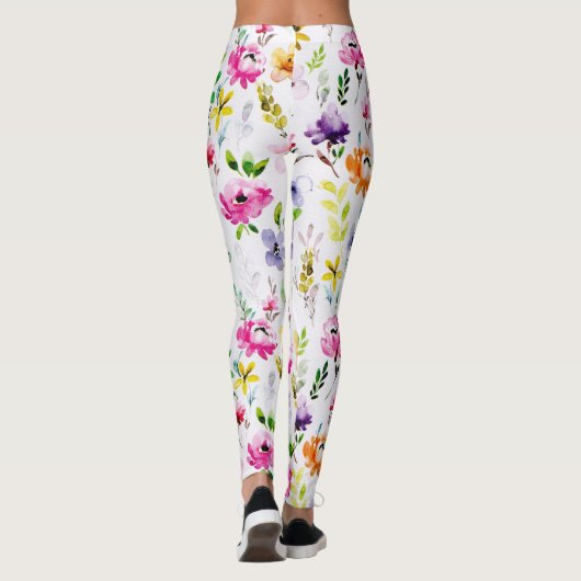 Mooie Waterverf van Pastel Floral Leggings (Achterkant)