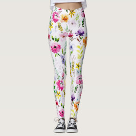 Mooie Waterverf van Pastel Floral Leggings