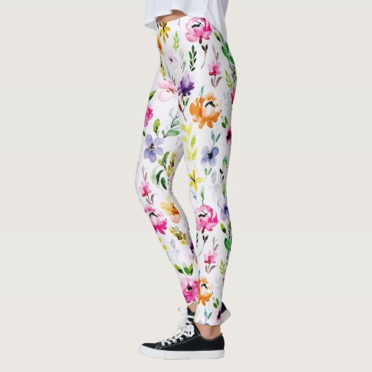 Mooie Waterverf van Pastel Floral Leggings (Links)