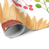 Mooie Waterverf van zonnebloemen en bessen  Cadeaupapier (Rol Hoek)