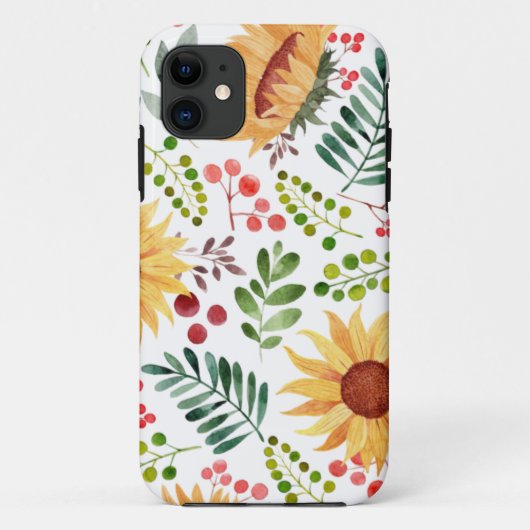 Mooie Waterverf van zonnebloemen en bessen  Case-Mate iPhone Case (Achterkant)