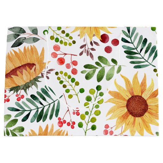 Mooie Waterverf van zonnebloemen en bessen Groot Cadeauzakje (Voorkant)