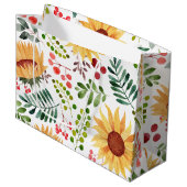 Mooie Waterverf van zonnebloemen en bessen Groot Cadeauzakje (Voorkant Gekanteld)