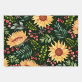 Mooie Waterverf van zonnebloemen en bessen Inpakpapier Vel (Voorkant 3)