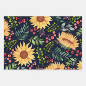 Mooie Waterverf van zonnebloemen en bessen Inpakpapier Vel (Voorkant 2)