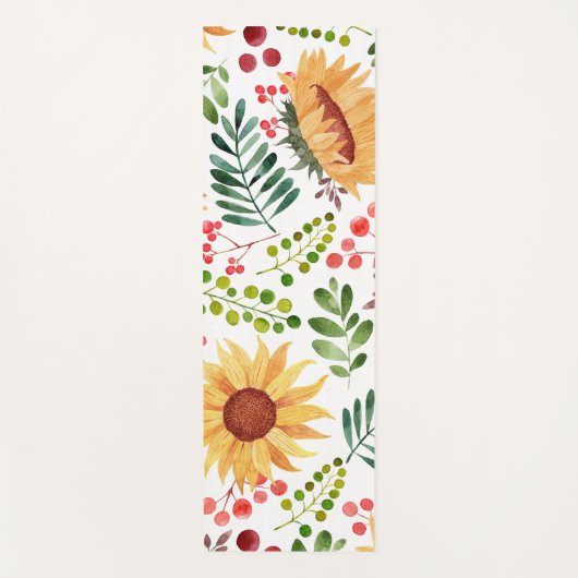 Mooie Waterverf van zonnebloemen en bessen    Yogamat (Voorkant)