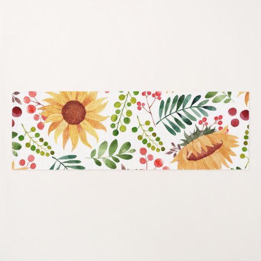 Mooie Waterverf van zonnebloemen en bessen    Yogamat (Voorkant (horizontaal))