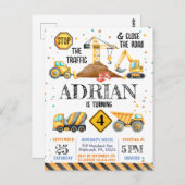 Mooie waterverf verjaardag Bouwvoertuigen Briefkaart (Voorkant / Achterkant)