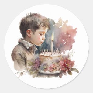 Mooie waterverf verjaardagsstickers ronde sticker