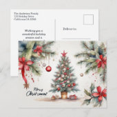 Mooie Waterverf versierde kerstboom Feestdagenkaart (Voorkant / Achterkant)