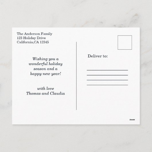 Mooie Waterverf versierde kerstboom Feestdagenkaart (Achterkant)