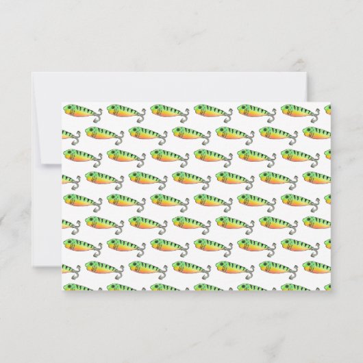 Mooie Waterverf Vis Aas Haak Vissershaspel Hengel Notitiekaartje (Achterkant)