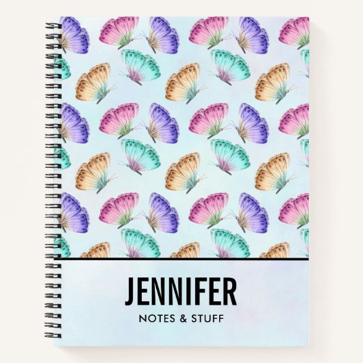 Mooie Waterverf vlinderpatroonpatroon Notitieboek (Voorkant)