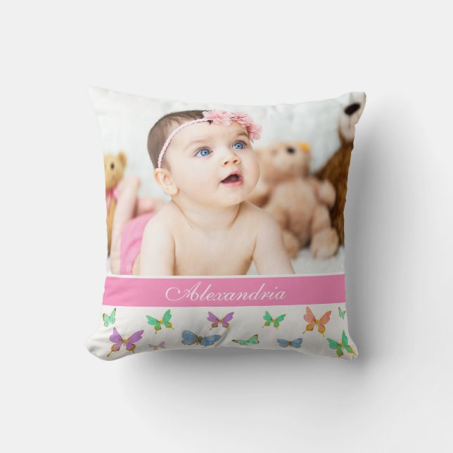Mooie Waterverf vlinders/aangepaste foto Kussen (Voorkant)