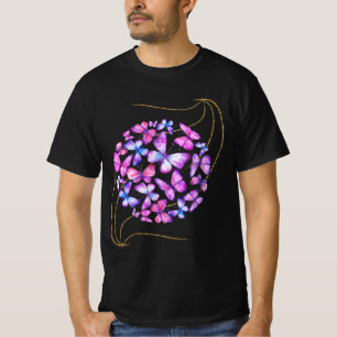 Mooie Waterverf Vlinders met Gouden Bling T-shirt