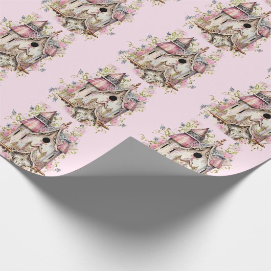 Mooie waterverf vogelhuisje in Victoriaanse stijl Cadeaupapier (Hoek)