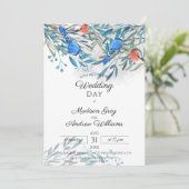 Mooie Waterverf vogels en een oliefrouwbruiloft Kaart (Staand voorkant)