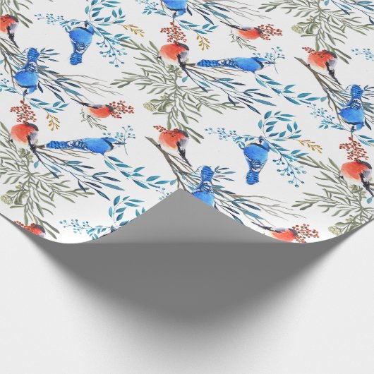 Mooie Waterverf vogels en oliepatroon Cadeaupapier (Hoek)