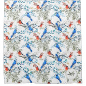 Mooie Waterverf vogels en oliepatroon Douchegordijn (Voorkant)